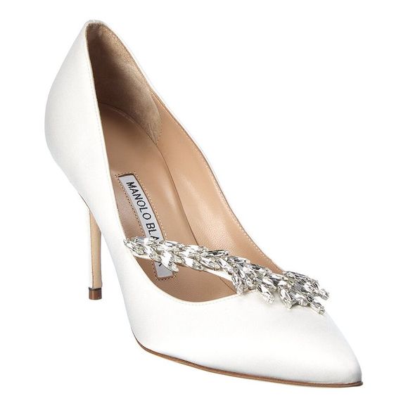 Sandales Manolo Blahnik Fernusan 90 - Blanc Satiné Avec Bijoux - Taille 41 - Neuf